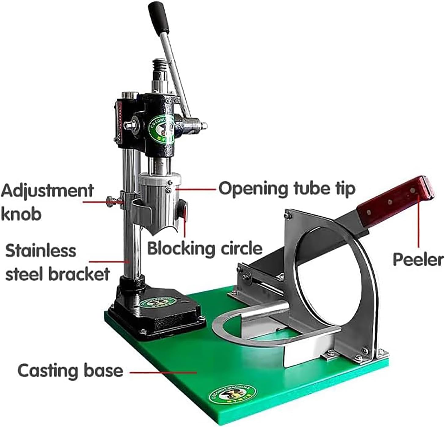 Coconut Shell Hole Opening Tool, Manual Stainless Steel Coconut Hole Hole Machine with 3 Handles, Super Labor-saving Handle/open Fresh Coconuts In 5 Seconds, for Green Coconut