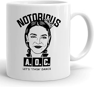 Notorious AOC Mug, Funny Alexandria Ocasio-Cortez Coffee Mug for Women, Libral Gift Idea for Democrat, 11oz White Graphic Coffee Cup with Saying