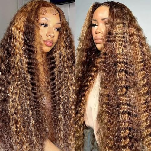 Arseomi 13x6 Highlight Ombre Lace Front Wigs Human Hair Deep