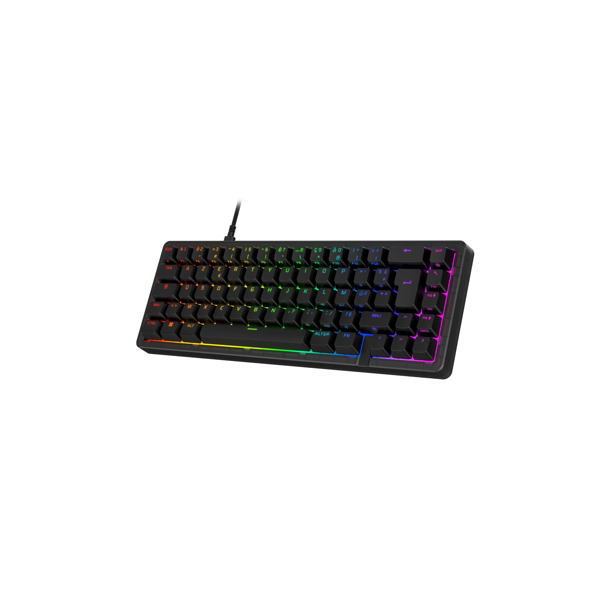 HyperX Origins 2 65, Clavier Gaming mécanique AZERTY FR, switches échangeables à Chaud, boîtier Personnalisable, Format Compact, Polling Rate 8000 Hz, RGB Personnalisable, PC/PS5/Xbox, Noir