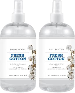 SMELLS BEGONE Fresh Cotton Home & Linen Spray - 16oz Pack of 2, Odor Eliminator with Essential Oils, Made in USA