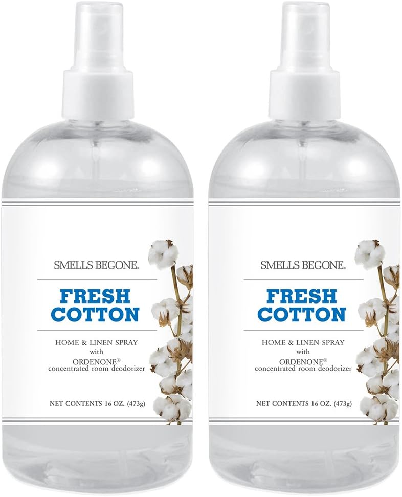 Air Freshener Home & Linen Spray - 16 oz, Pack of 2 - Odor Eliminator - Made with Essential Oils (Fresh Cotton)