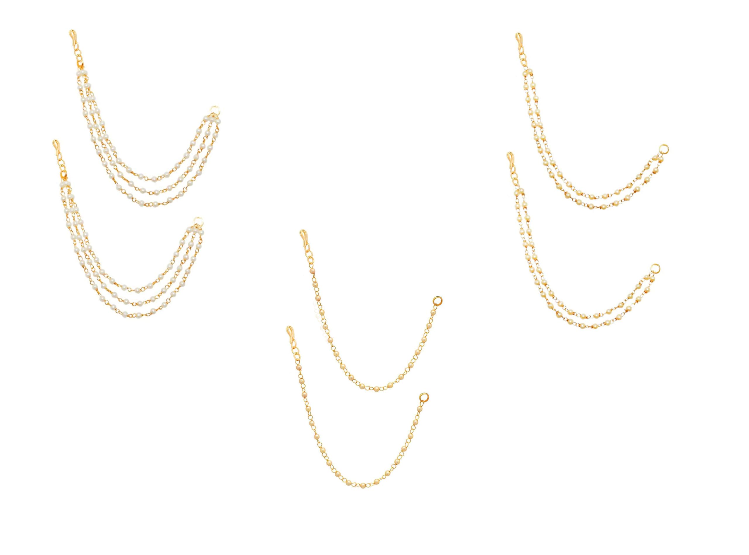 Kyoot Jewels Kaan Chain Golden White Pearl 1/2 / 3 line Earchain Traditional Champaswaralu Gold Long Bridal Wedding Ear Chain Jewellery for Women and Girls (1+2+3 Line) (B0CVTZ5M4V) Amazon Price History, Amazon Price Tracker