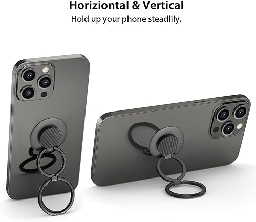 Miniatura 9 de MonIdea Agarre para teléfono, soporte para anillo de teléfono, soporte de dedo plegable y ajustable, doble metal para teléfono celular, soporte de