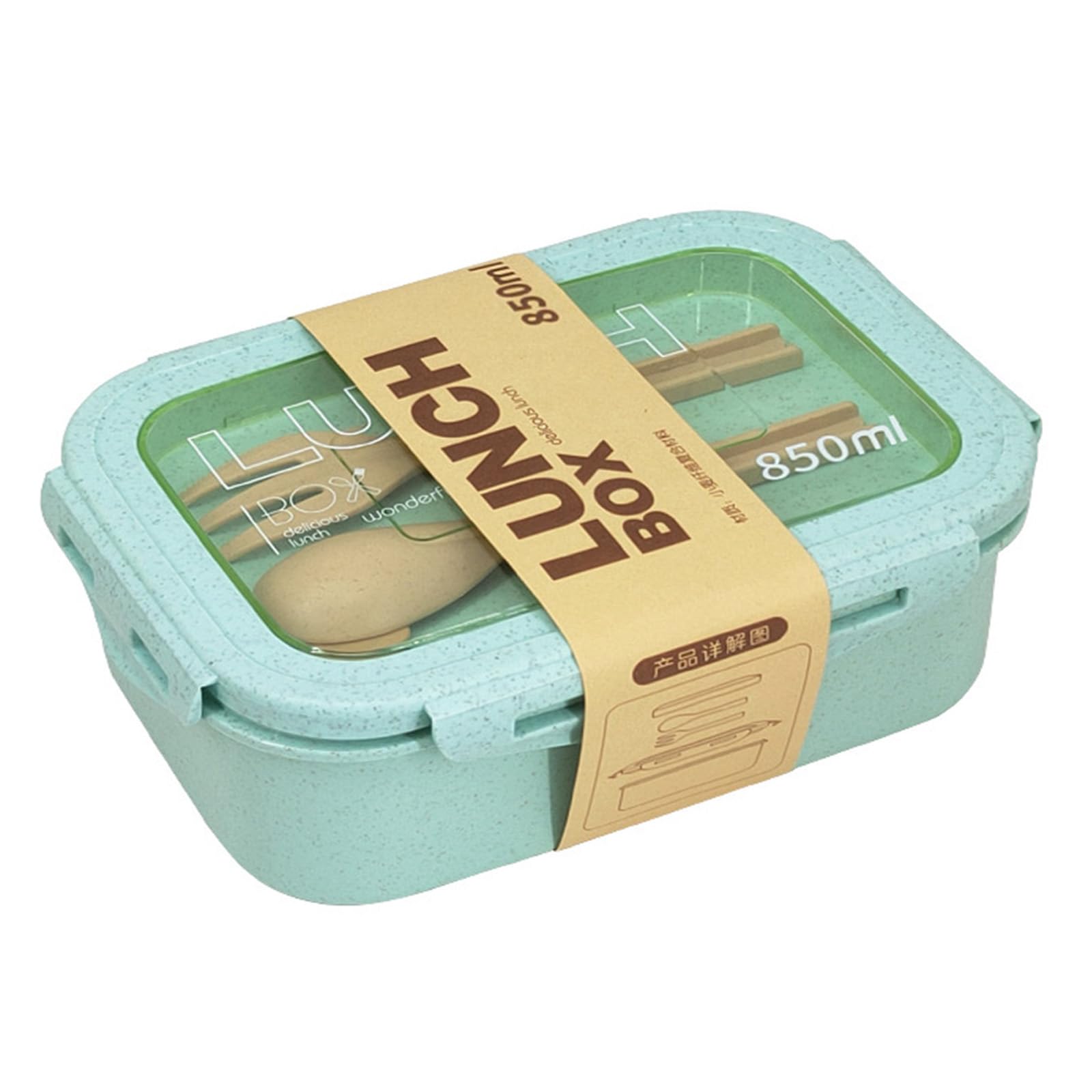MerwDeeyt Kleine Brotdose Erwachsene Lunchbox mit Fächern, 850ML Auslaufsichere Brotzeitbox Bento Box mit Besteck für Männer Frauen, Niedlich Frühstücksbox Jausenbox für Büro, Arbeit, Picknick (Grün)