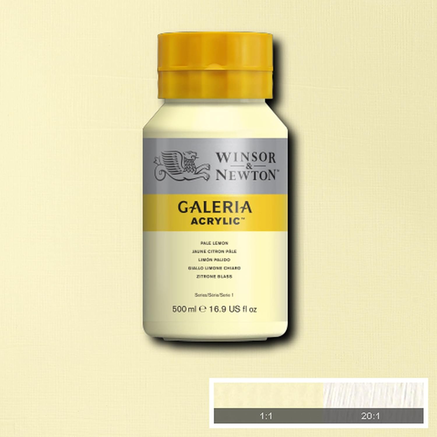 Winsor & Newton Series 1 500ml Bottle Galeria Acrylic Colour with Nozzle Cap - Pale Lemon