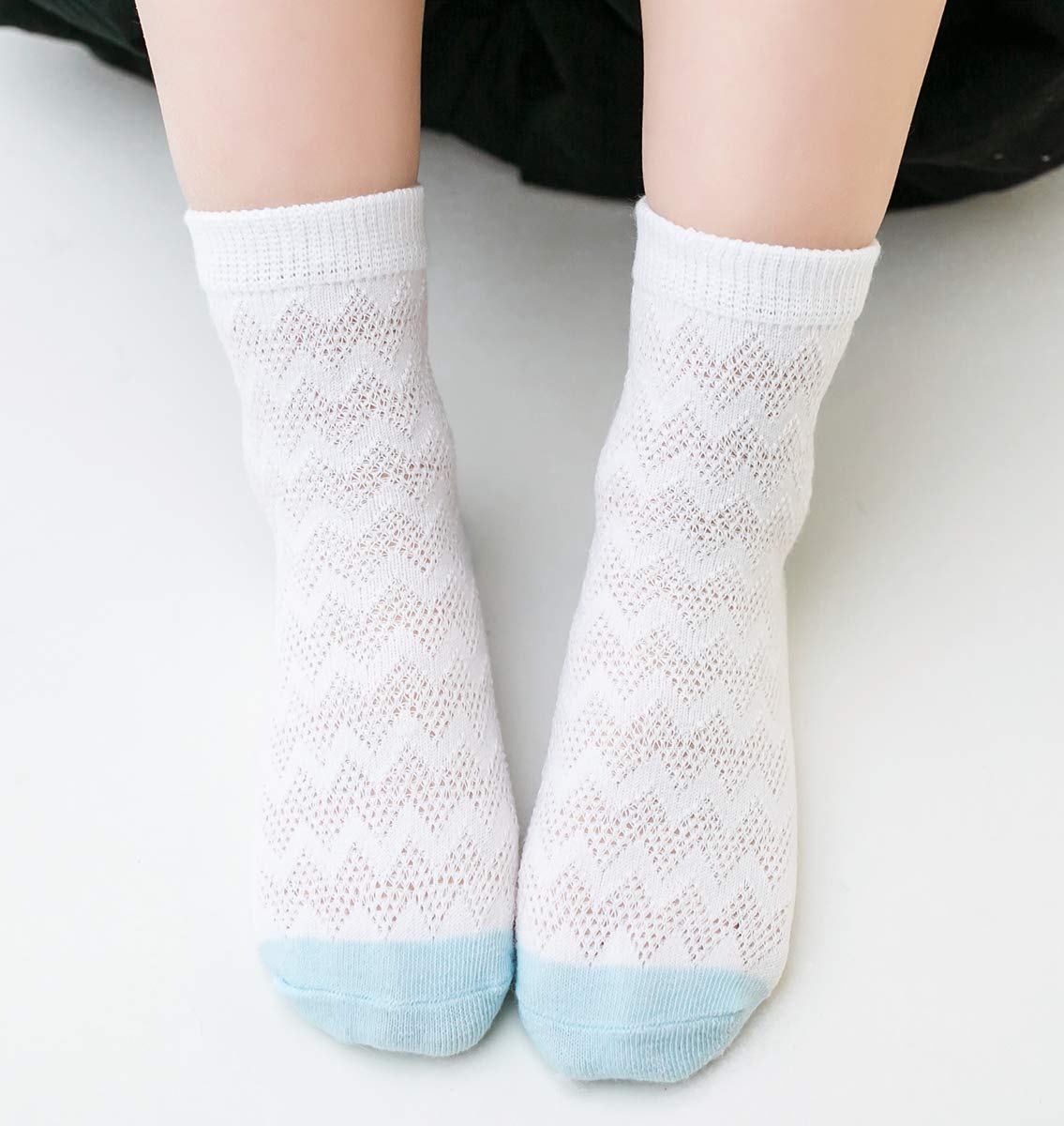 Calcetines unisex para bebé, para verano, para niños pequeños, tobilleros, con ojales, de algodón suave, de malla fina, 5 pares, 0-12T