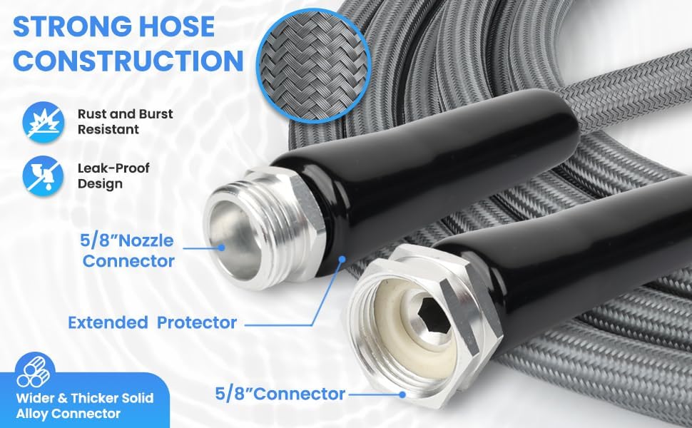 Miniatura 2 de Manguera de jardín mejorada 2025 y correa de transporte no expandible, manguera de agua ultraligera flexible de alta calidad con manguera de tela