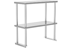 Adjustable Height Stainless Steel Double Overshelf for Enhanced Kitchen Storage