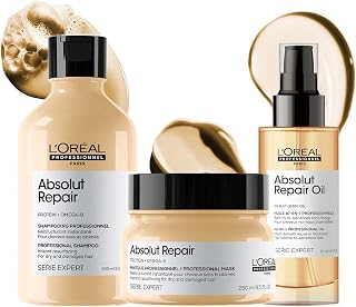 L'Oréal Professionnel Serie Expert Absolut Repair Shampoo 300ml, Hair Mask 250ml & Hair Serum 90Ml, With Protein and Omeg... Price In India