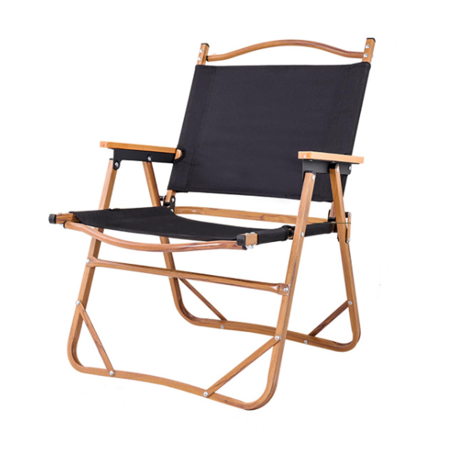 Sedia da campeggio pieghevole in alluminio, sgabello leggero da esterno con braccioli in faggio, tessuto double-face per picnic, giardino, viaggi, include borsa portaoggetti