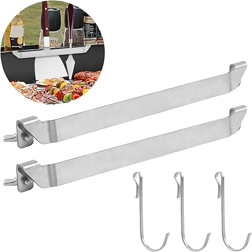 Miniatura 2 de Jaeskeclip Soporte para espátula de plancha, soporte para herramientas de plancha, 2 piezas de acero inoxidable para parrilla con 3 ganchos y 4