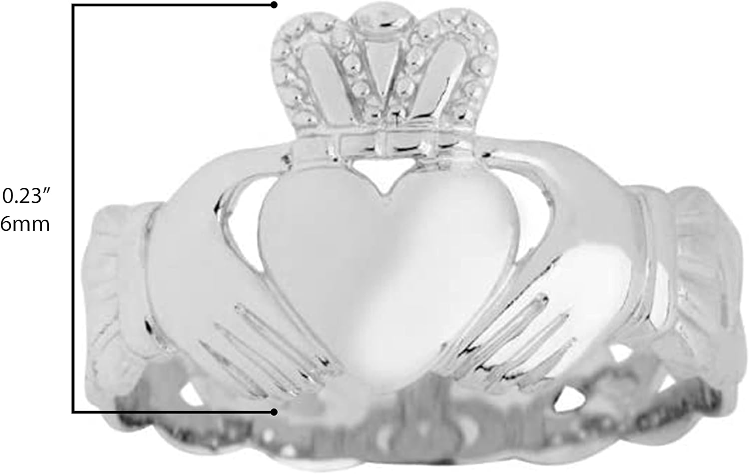 .925 Sterling Silver Claddagh Trinity Knot Celtic Friendship, Engagement, or Wedding Ring