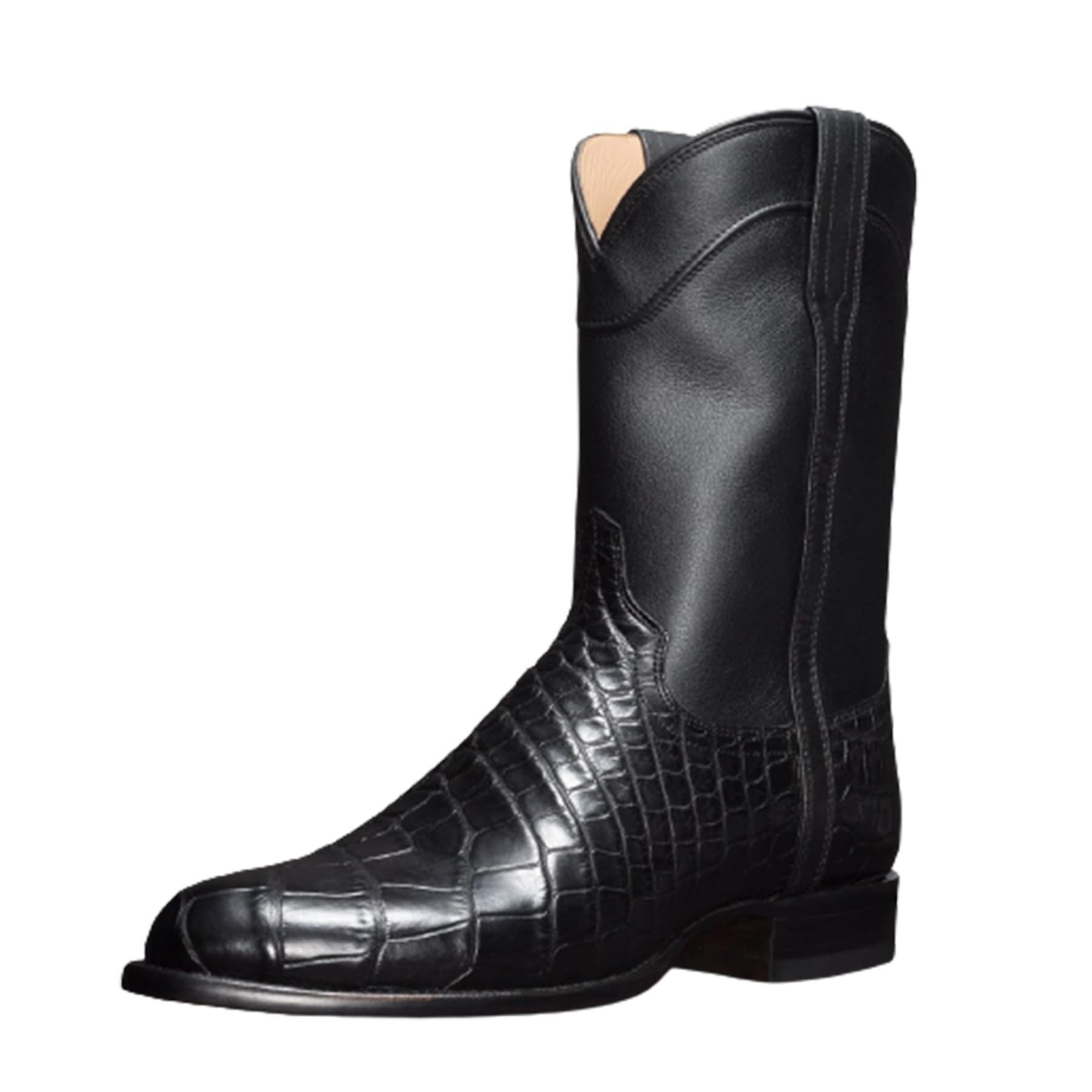 ADMLZQQFashion Cowboy Boots for Men Pointed Toe Wide Mid Calf Western Cowgirl Boots