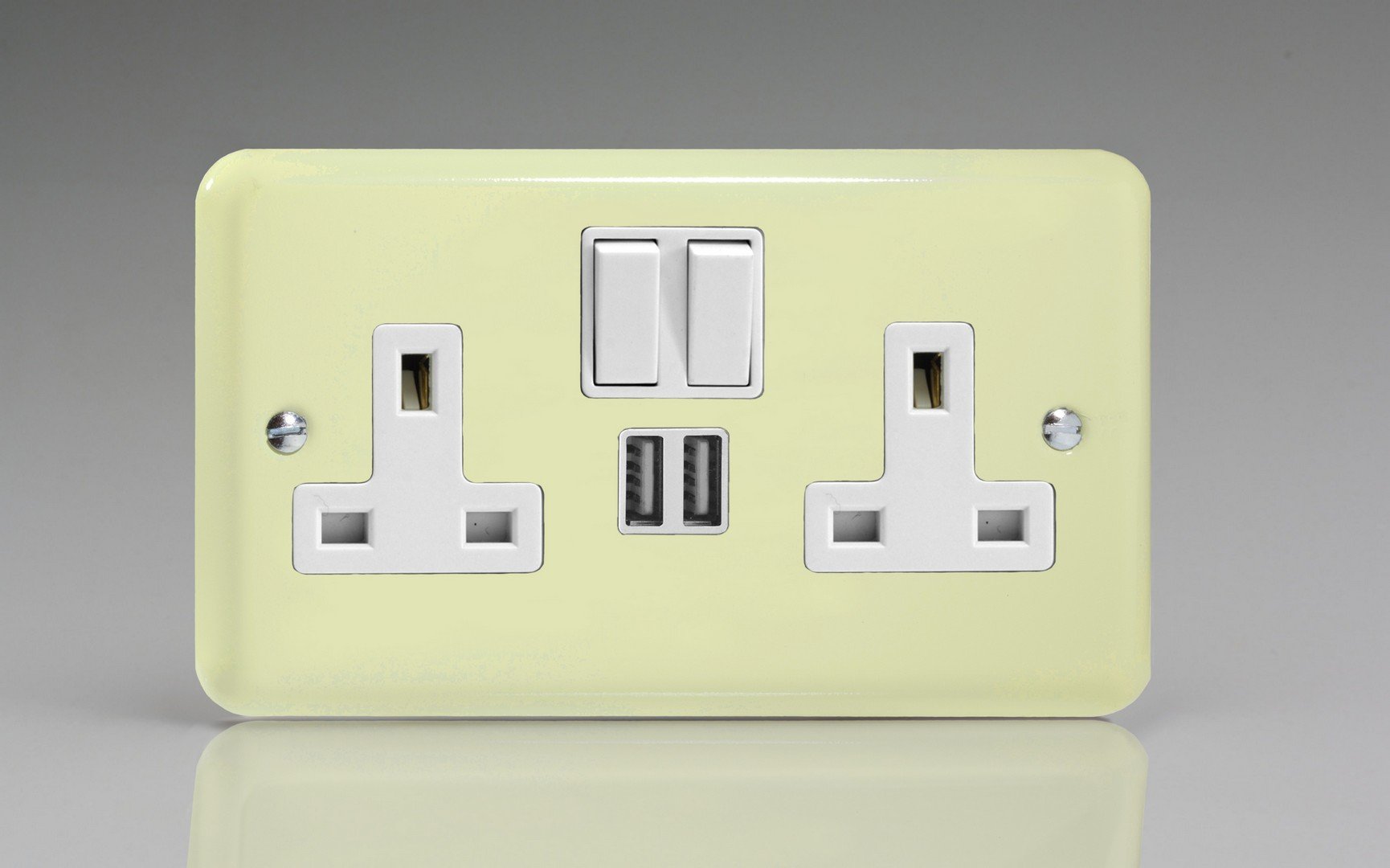 Varilight Double Switched Plug Socket With Usb ChargingLily White Chocolate With White InsertXy5U2Sw.wc from B&Q