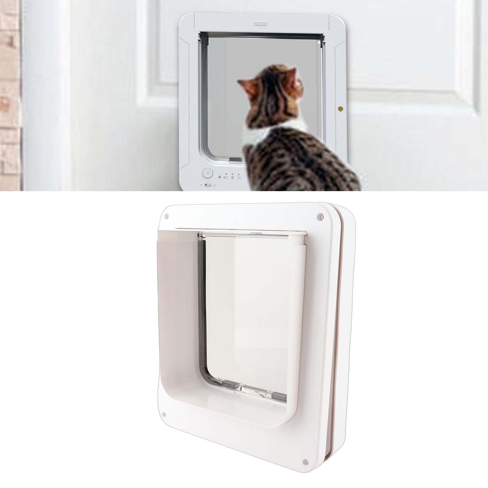 Zunate Puerta Automática para Gatos | Puerta Inteligente para Mascotas con Sensor Activado por Collar, Fácil Instalación para Uso Doméstico