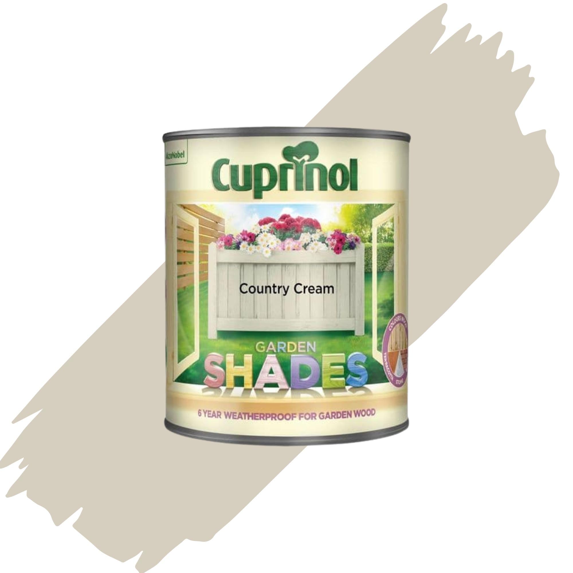 AOC24 2.5L Garden Shades Fence Paint, Outdoor Wood Paint For Garden Sheds, Furniture, Fences, Exterior Wood, Water Based Paints For Outdoor Surfaces, Brick, Pots (Country Cream, 2.5 Liters)