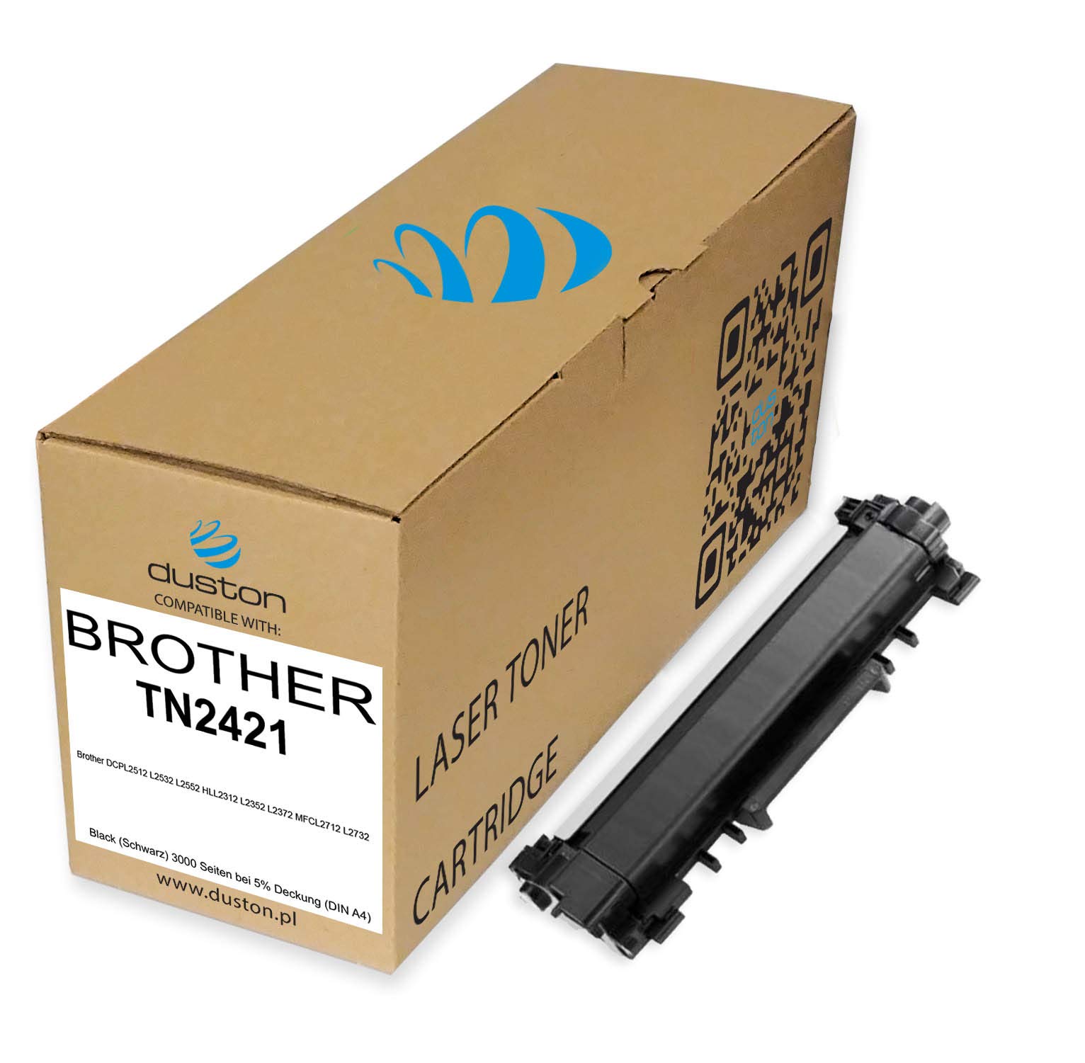 3X TN2421, TN-2421 czarny Duston toner kompatybilny z Brother DCPL2512 L2532 L2552 HLL2312 L2352 L2372 MFCL2712 L2732 -