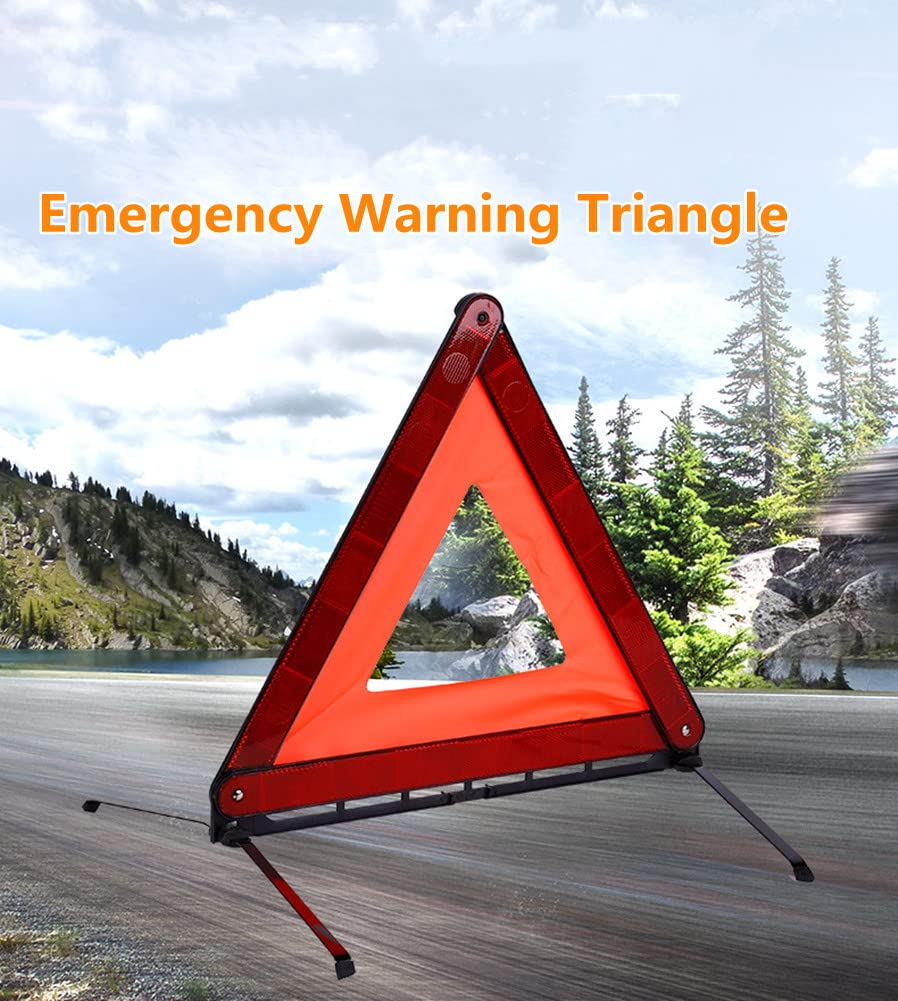 Lot de 2 triangles d'avertissement d'urgence pour voiture et 2 gilets de sécurité réfléchissants, kit d'urgence pliable pour voiture, camion, SUV