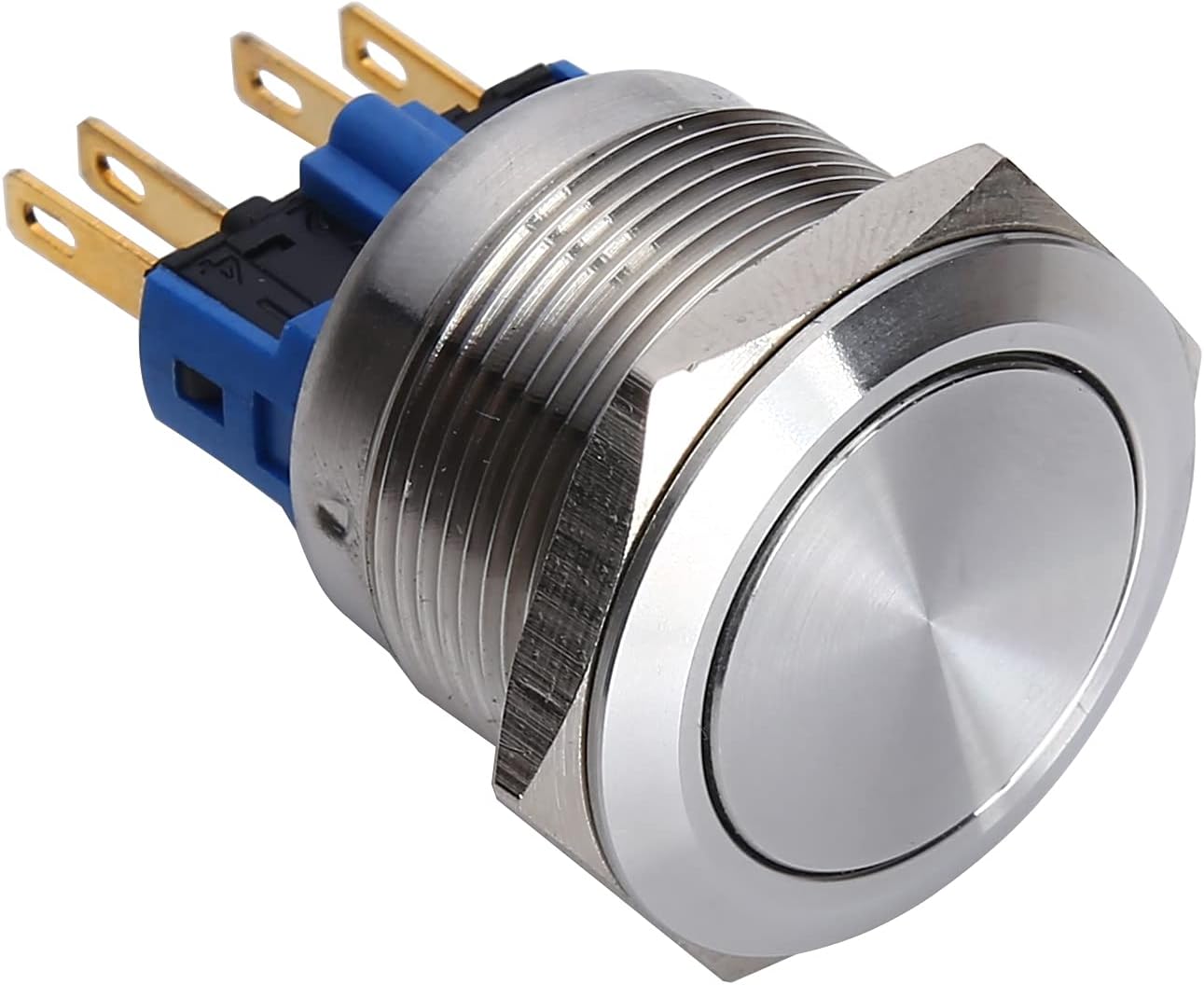 ONPOWPush Button Switch GQ22-11Z/S, 22mm Push Button, 1NO 1NC, Pin Terminal, Stainless Steel, IP65, Latching Type