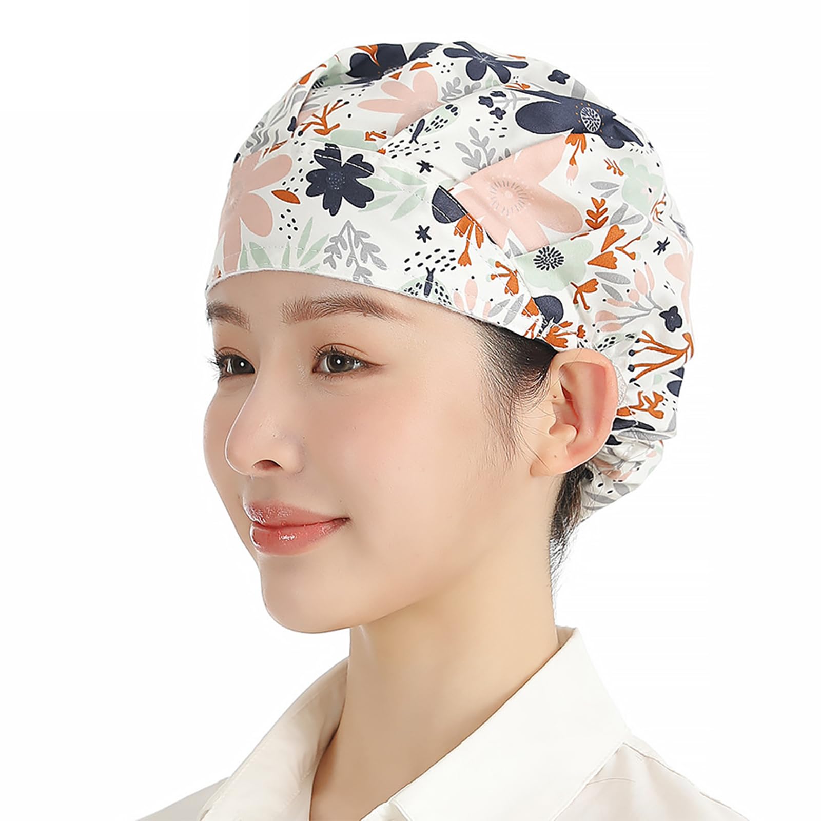 Gissroys Unisex B Colorful Chefs Cap Adjustable Cotton Hat Flower Pattern Works Hats Reusable And Washable Cook Cap Kitchen Hats For Women