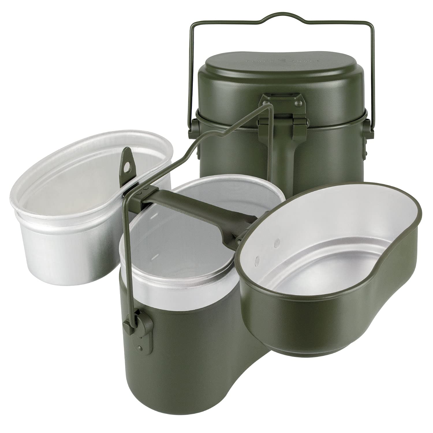Black Snake® Camping-Kochgeschirr Set | Outdoor-Kochset für Picknicks, Festivals und Wanderungen | Bundeswehr-Campinggeschirr Aluminium
