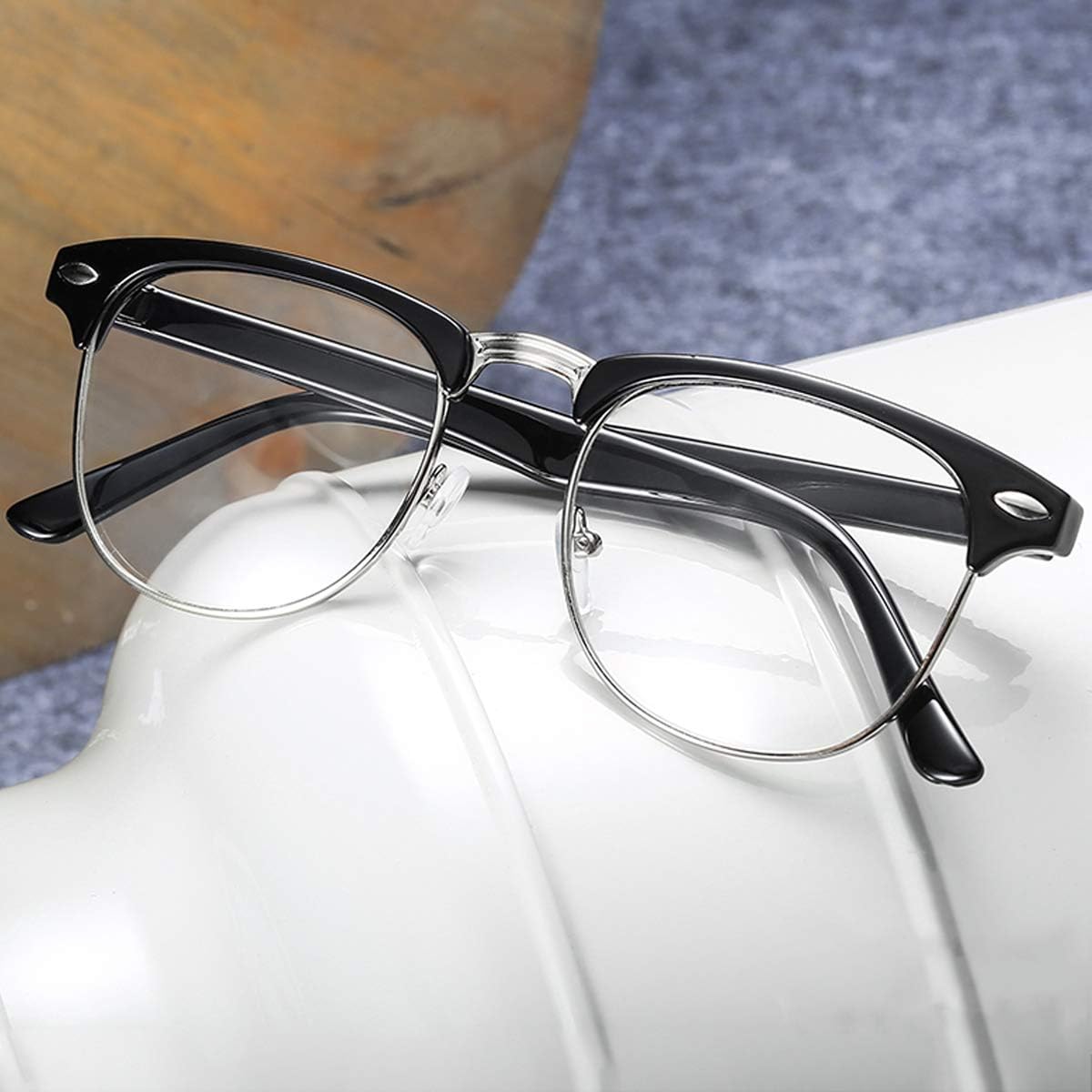 Fashion Vintage Classic Semi-Rimless Half Frame Clear Lens Glasses - Image 3