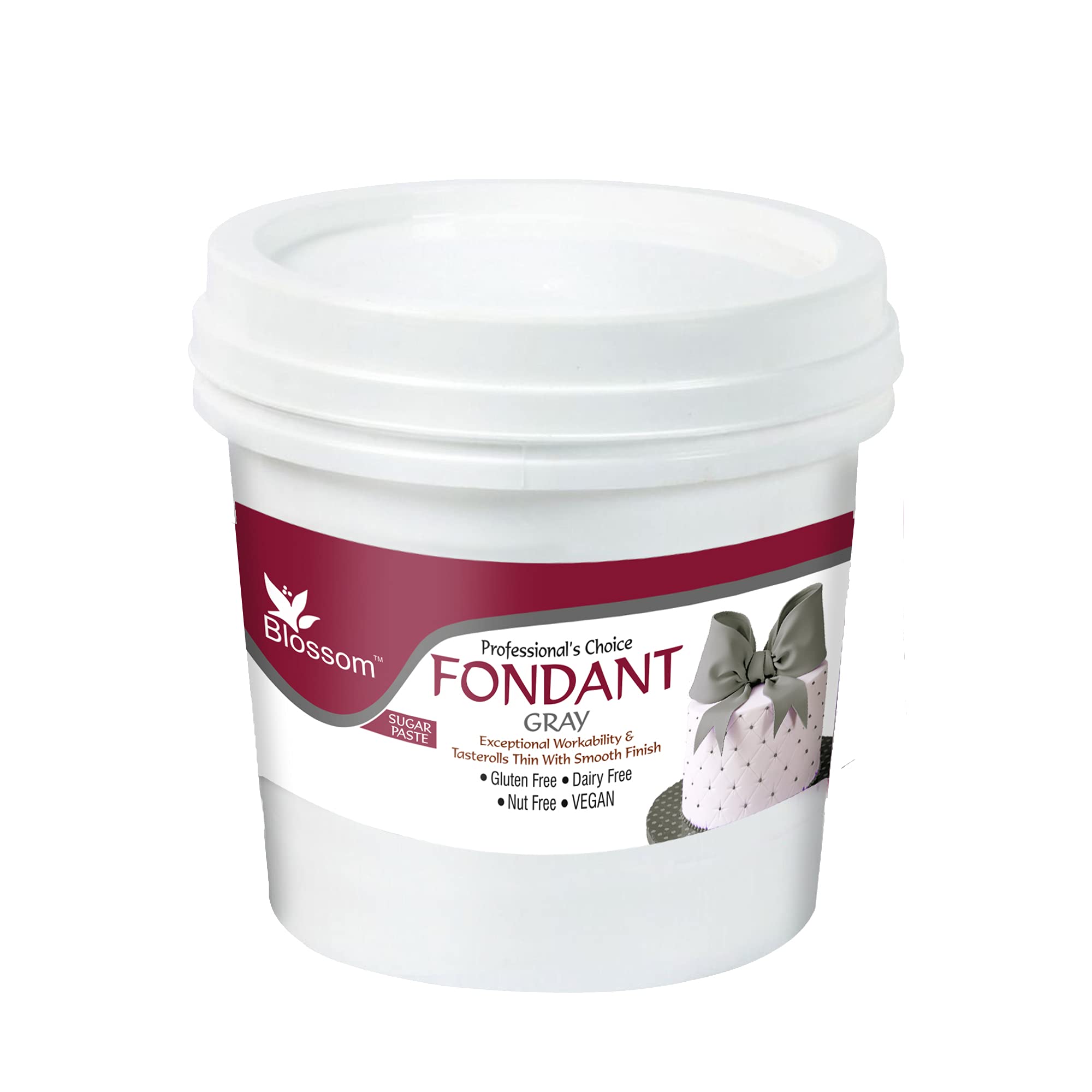 BLOSSOM Gray Sugar Paste/Fondant for Cake Decorating, 1Kg