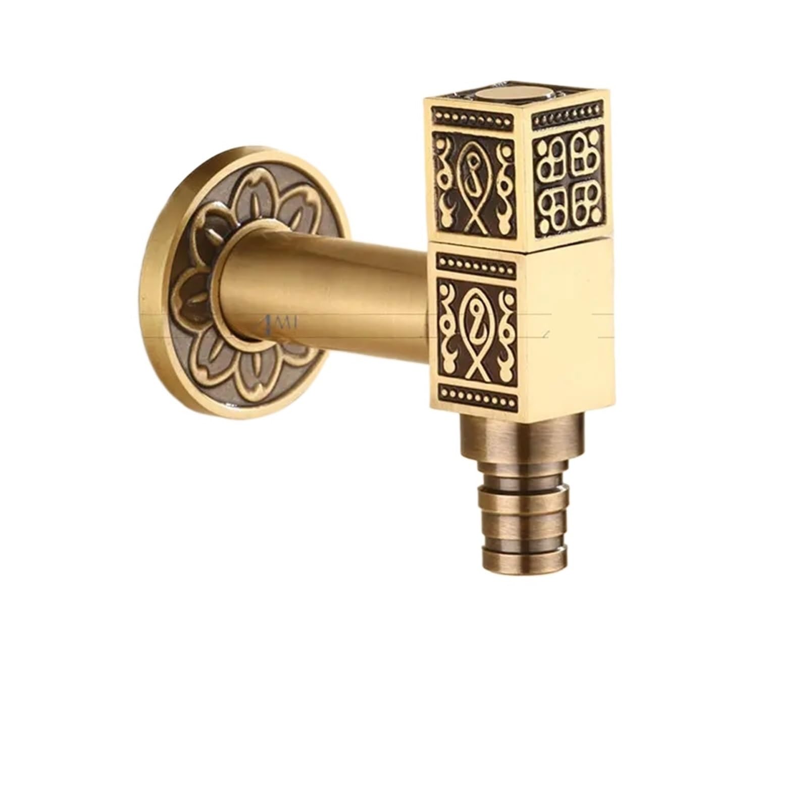 Taps Brass Carved Tap Faucet Garden Bibcock Washing Machine Outdoor Single Cold for Garden(Style088)