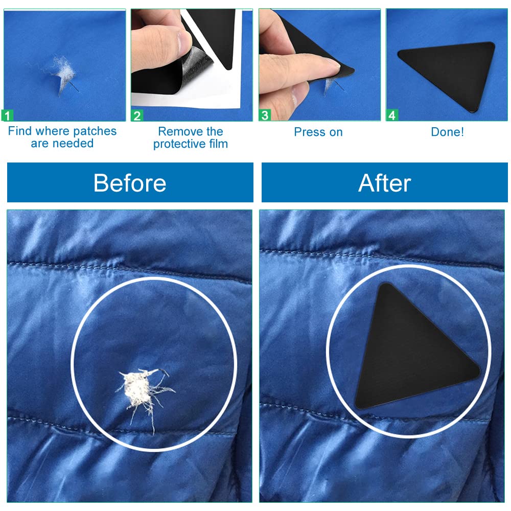 9 Toppe Adesive Per Piumini Nere - Nylon Impermeabile, Autoadesive, Per Riparare Buchi - Foto 3