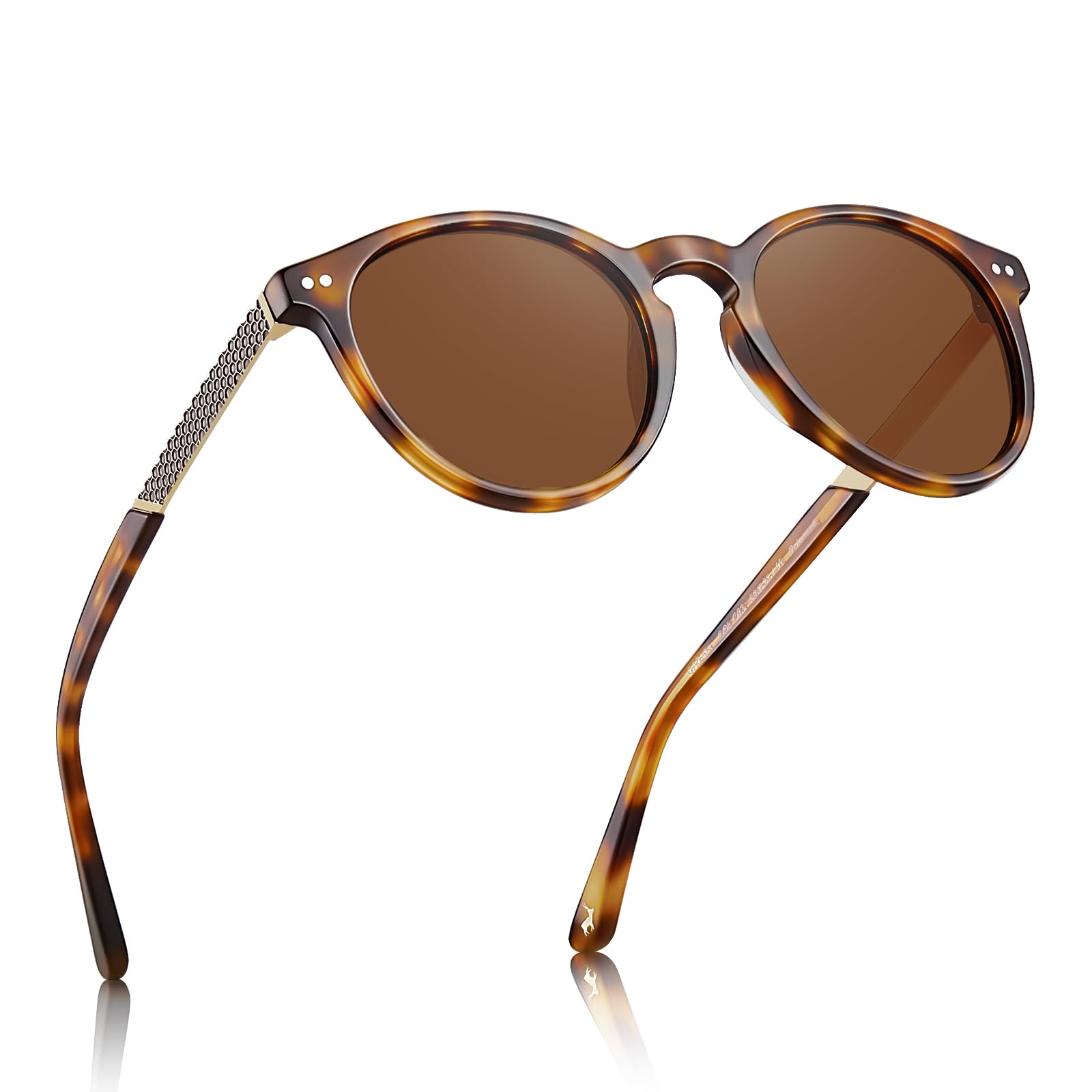 Carfia Vintage Occhiali da sole Donna, Occhiali Polarizzati Rotondi di alta Qualità con Protezione UV 100% CA5201