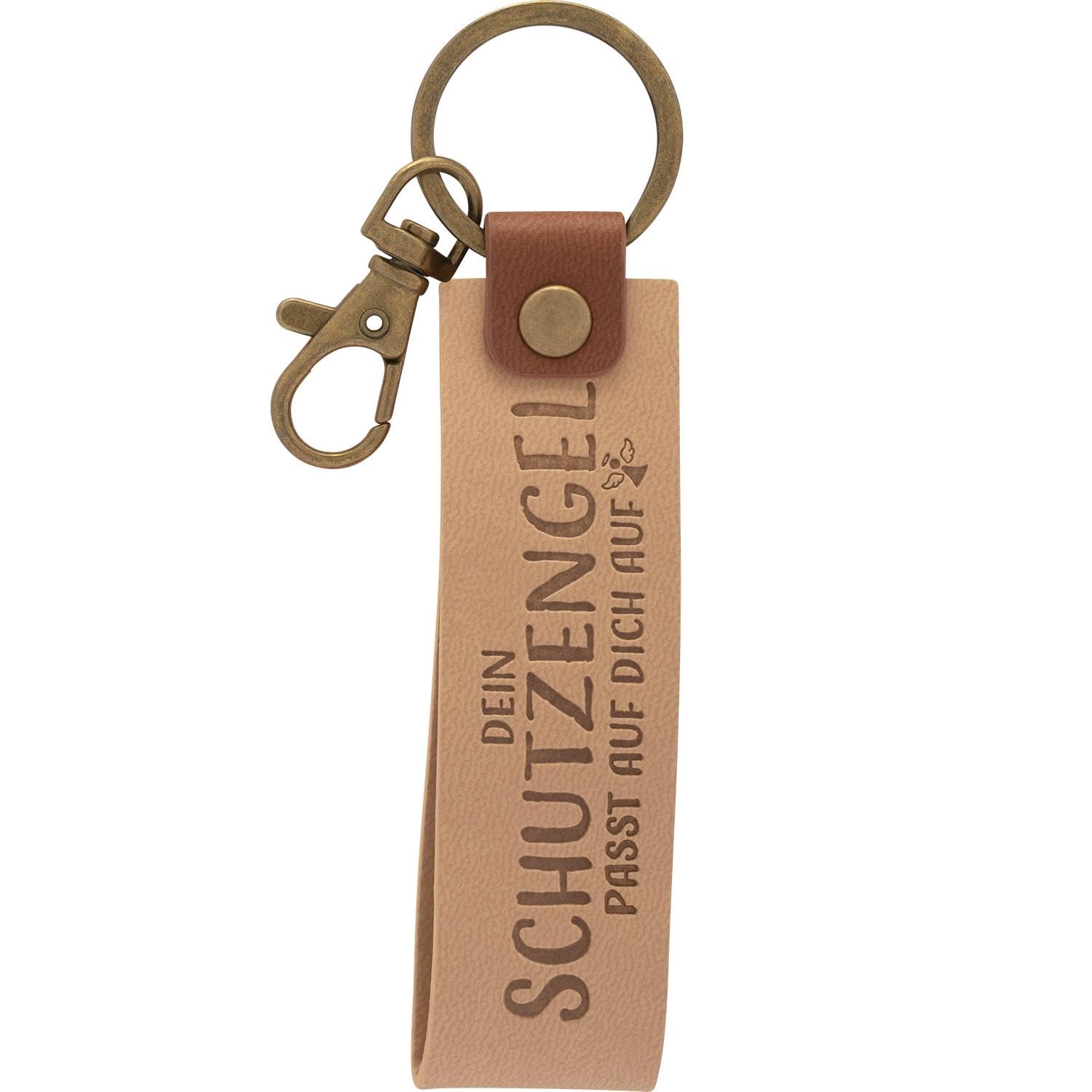 GRUSS & CO 48373 Faux Leather Angel Key Ring | Pendant Made of Light Faux Leather with Motif Your Guardian Angel Fits You, Includes Carabiner | 48373