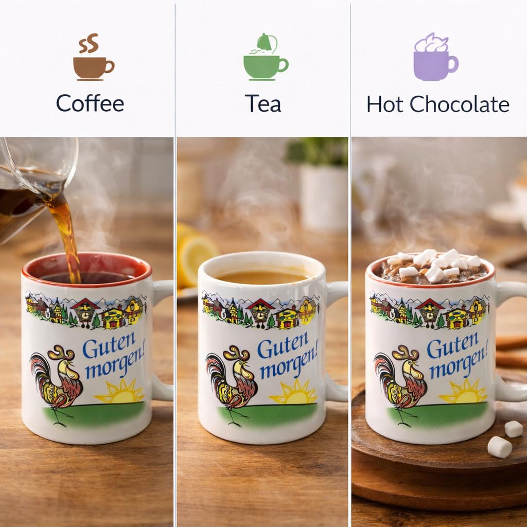 Essence of Europe Gifts Guten Morgen/Good Morning in German Colorful Ceramic Coffee Mug by E.H.G | 12 oz