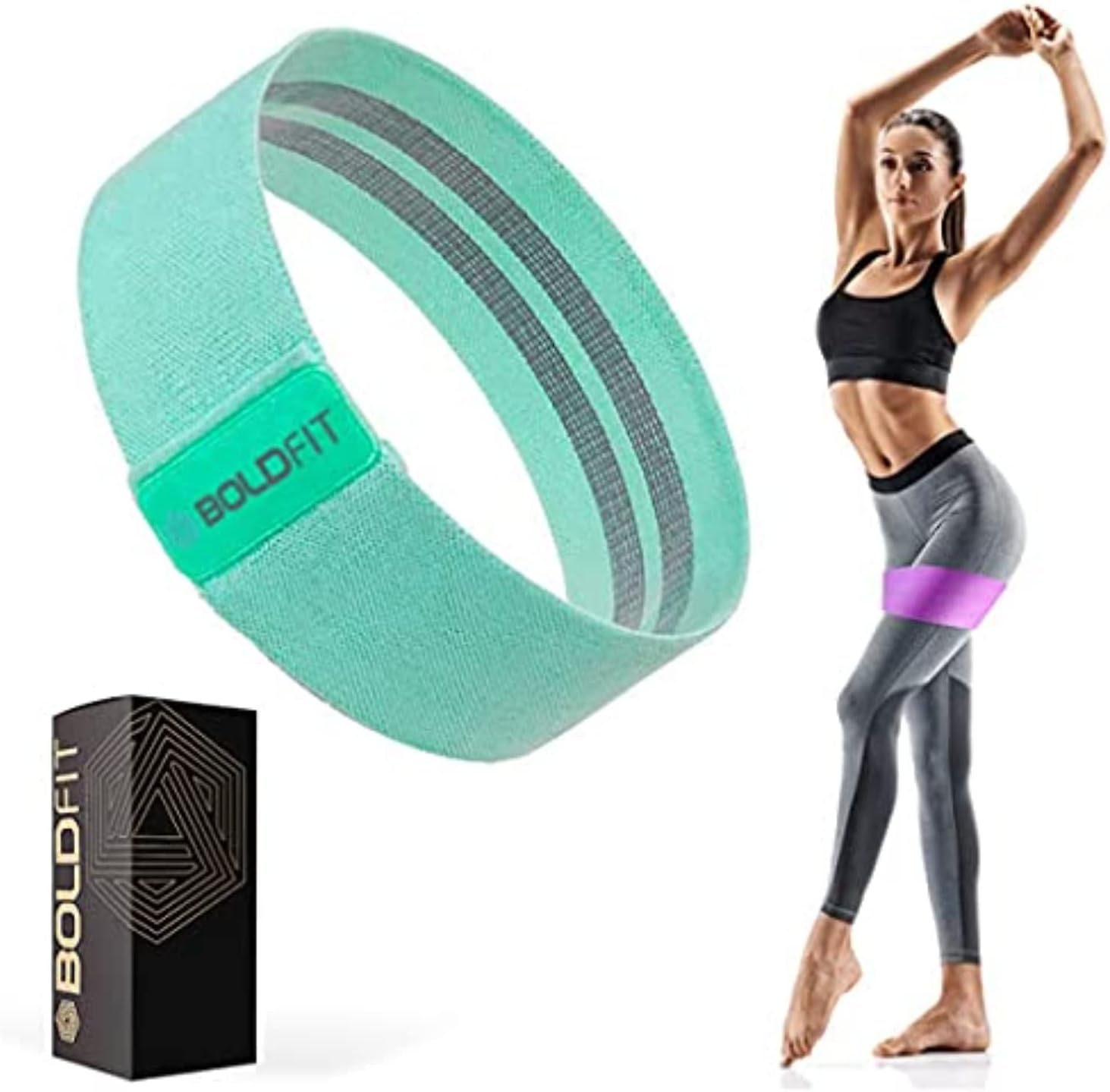 Boldfit Fabric Resistance Band – Loop Hip Band for Women & Men for Hip, Legs, Stretching, Toning Workout. Mini Loop Booty Bands for Glutes, Squats Exercise Usable in-Home & Gym. (Green (Light))