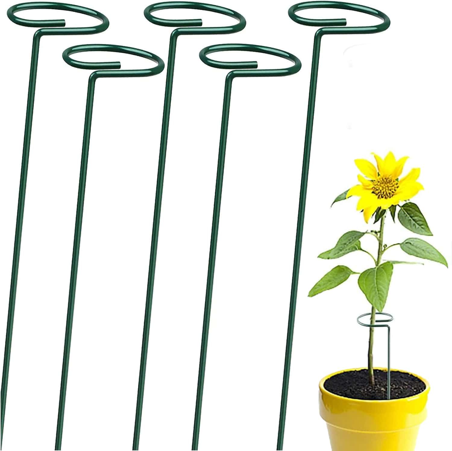 Elixir Gardens Green Plastic Coated Metal Steel Stakes For Single Stem Plant and Flower Support | Lengths Available 45cm, 60cm, 76cm, 90cm | 76cm x 16