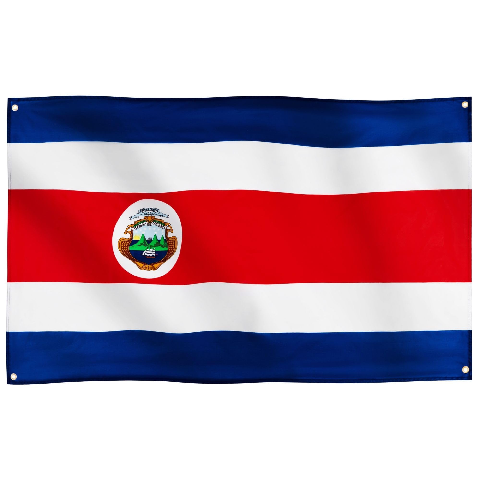 Runesol Costa Rica Flag, 91x152cm, 3ft x 5ft, 4 Grommets, Eyelet In Every Corner, Costa Rican Flag, Tiquicia, Democracy Day