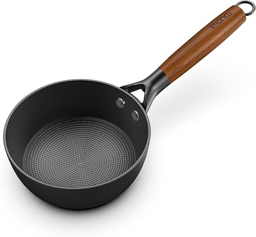 imarku Sartén antiadherente de 1 cuarto de galón, olla de cocina de hierro fundido con bloqueo de panal de abeja, cacerola antiadherente con mango