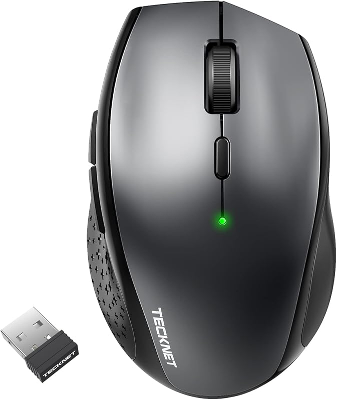 TECKNET Bluetooth Wireless Egér 4800 DPI, Tri-Mode (BT 5.0/3.0/2.4G), Csendes Számítógép Egér Laptophoz