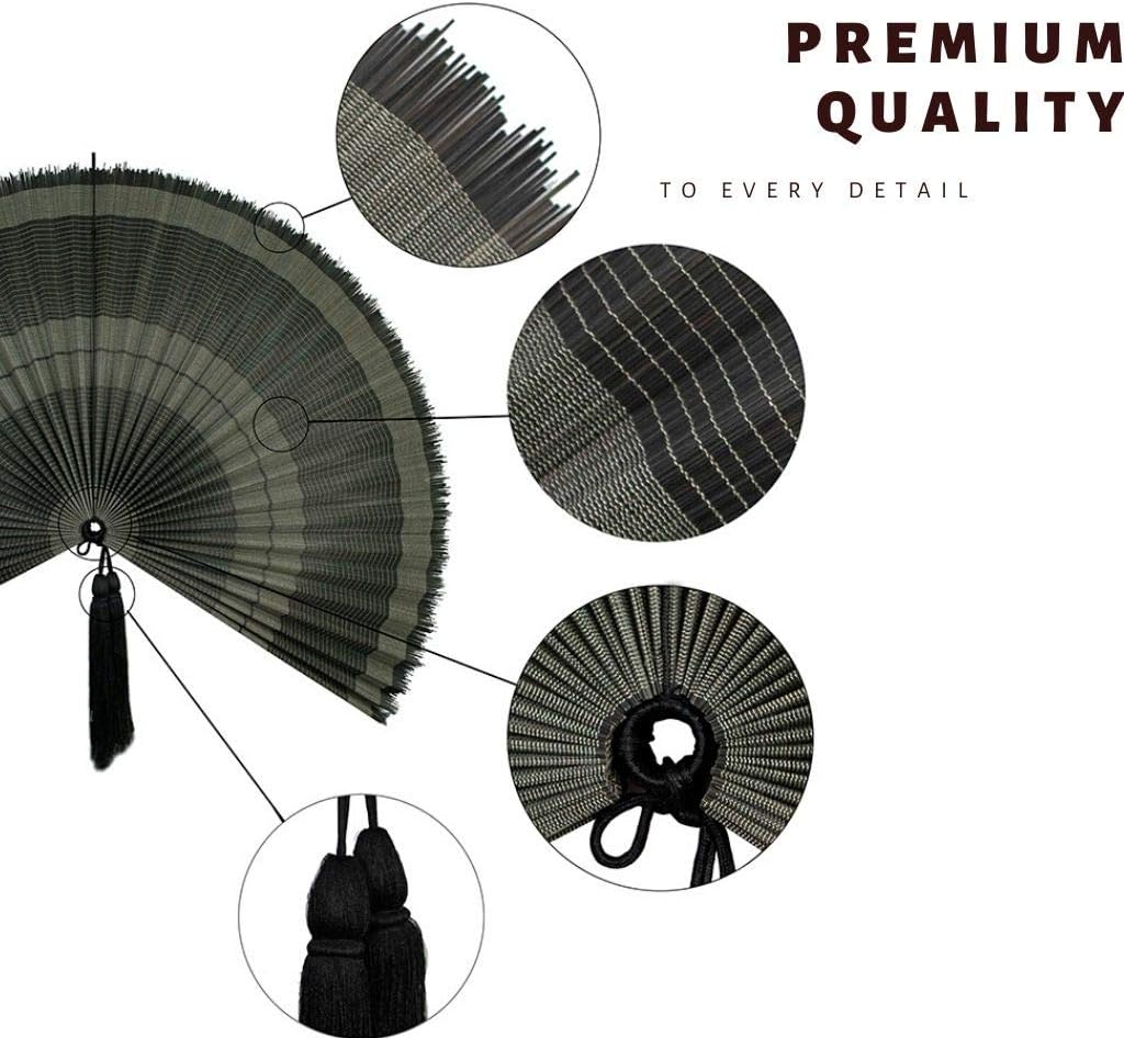 MadeTerra Bamboo Rustic Fan Wall Decor | Wall Hanging Boho Woven Home Decor Wall Pediment | Beautiful Wall Art for Apartment, Room, Home Decoration (Extra Large 43''x21'', Black-Grey)