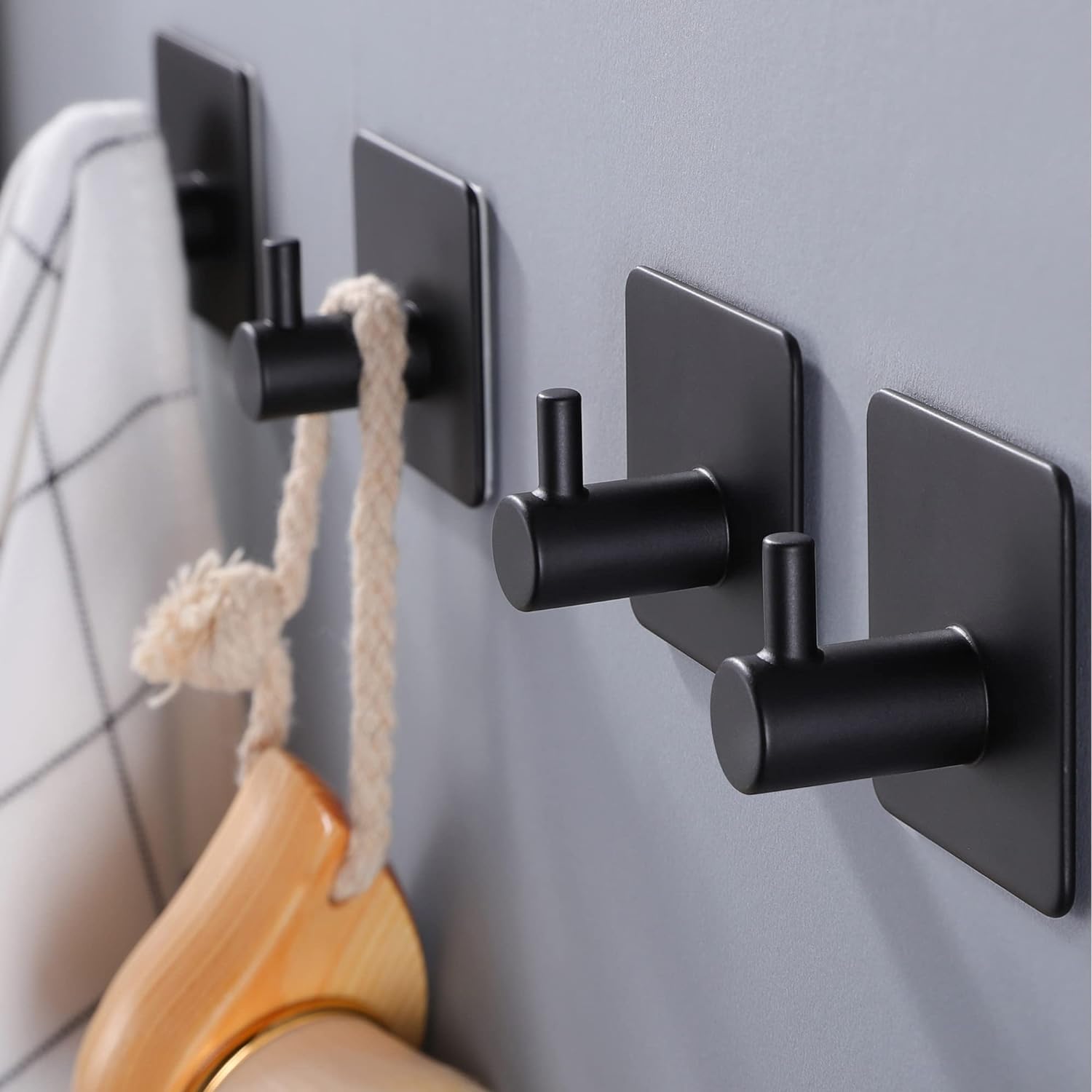 Plantex Adhesive Hooks Heavy Duty/GI Steel Hook for Hanging Clothes/Towel/Hooks for Wall Without Drilling - Pack of 4 (Black) (B0D76S2Z4J) Amazon Price History, Amazon Price Tracker