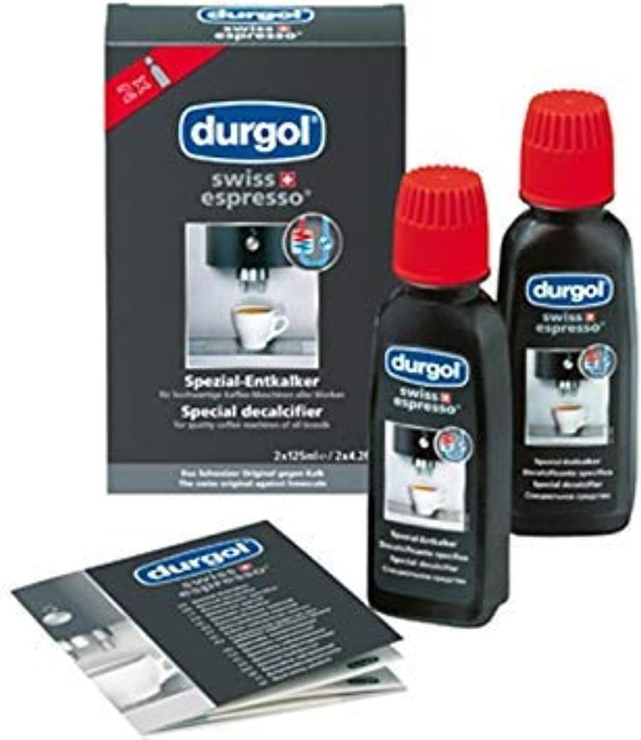 Durgol Descaler for Coffee Machines, Swiss Espresso Special Descaler Liquid Compatible with All Coffee Makers, 2x125 mililitres
