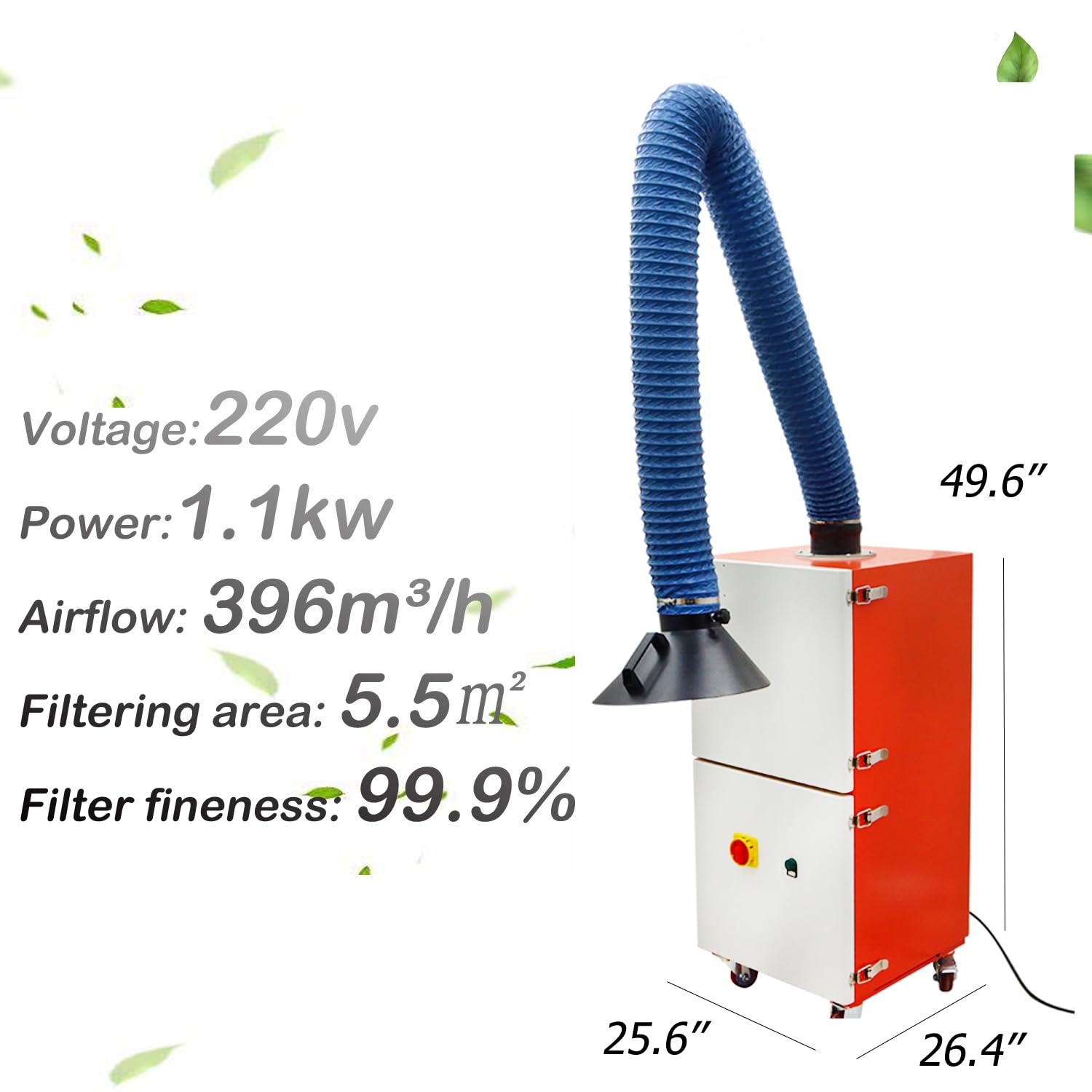 HayWHNKN Solder Fume Extractor Welding Fume Extractor Smoke Absorber Laser Cutters Welding Air Purifier Single Arm 220V 1.1KW 396m³/h