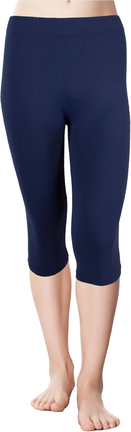 Red Bene Women's Microfiber Seamless Capri Leggings