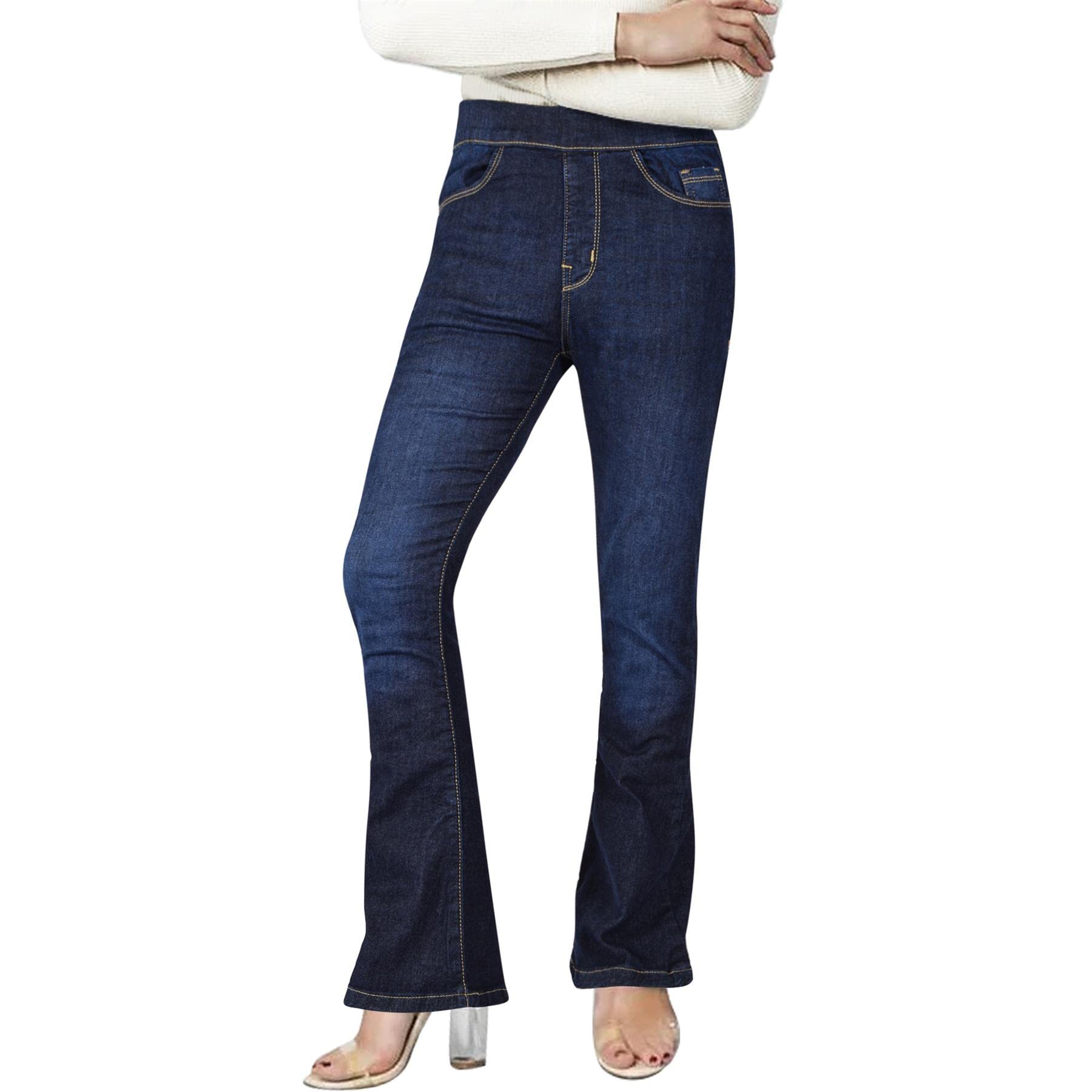 A2Z Ladies Denim Jeans Comfort Stretch Flared Bell Bottom Fashion Pants Lightweight Trendy Jeans for Women