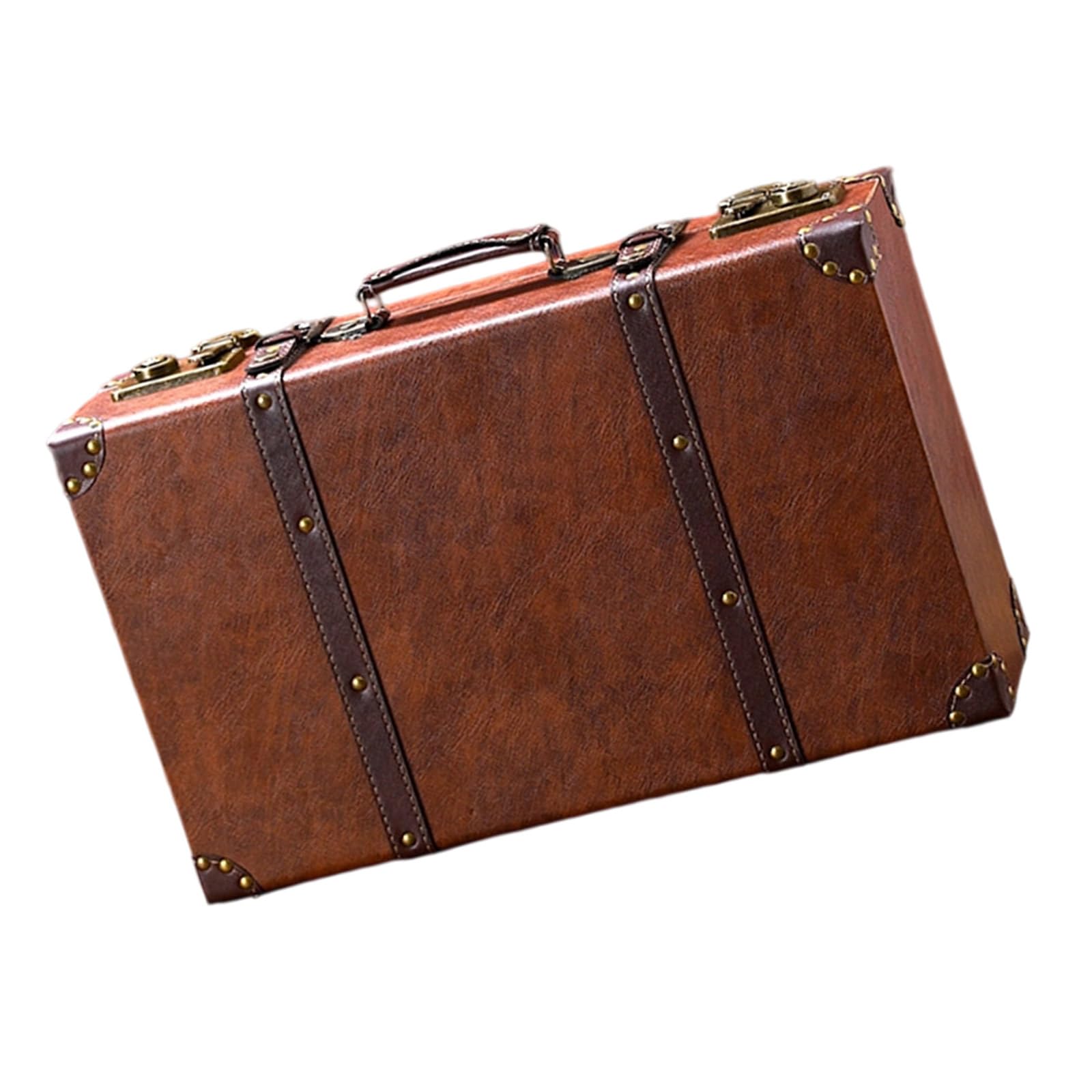 HDOYTXXM Suitcase Antique Trunk Decorative Box Travel Accessory Photography Props Case Collectible Storage Solution Antique Leather Handle Trunk