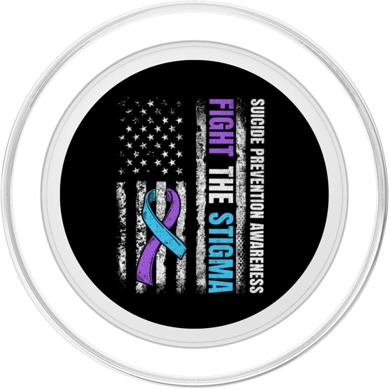 Fight The Stigma American Flag Suicide Prevention Awareness PopSockets PopGrip for MagSafe