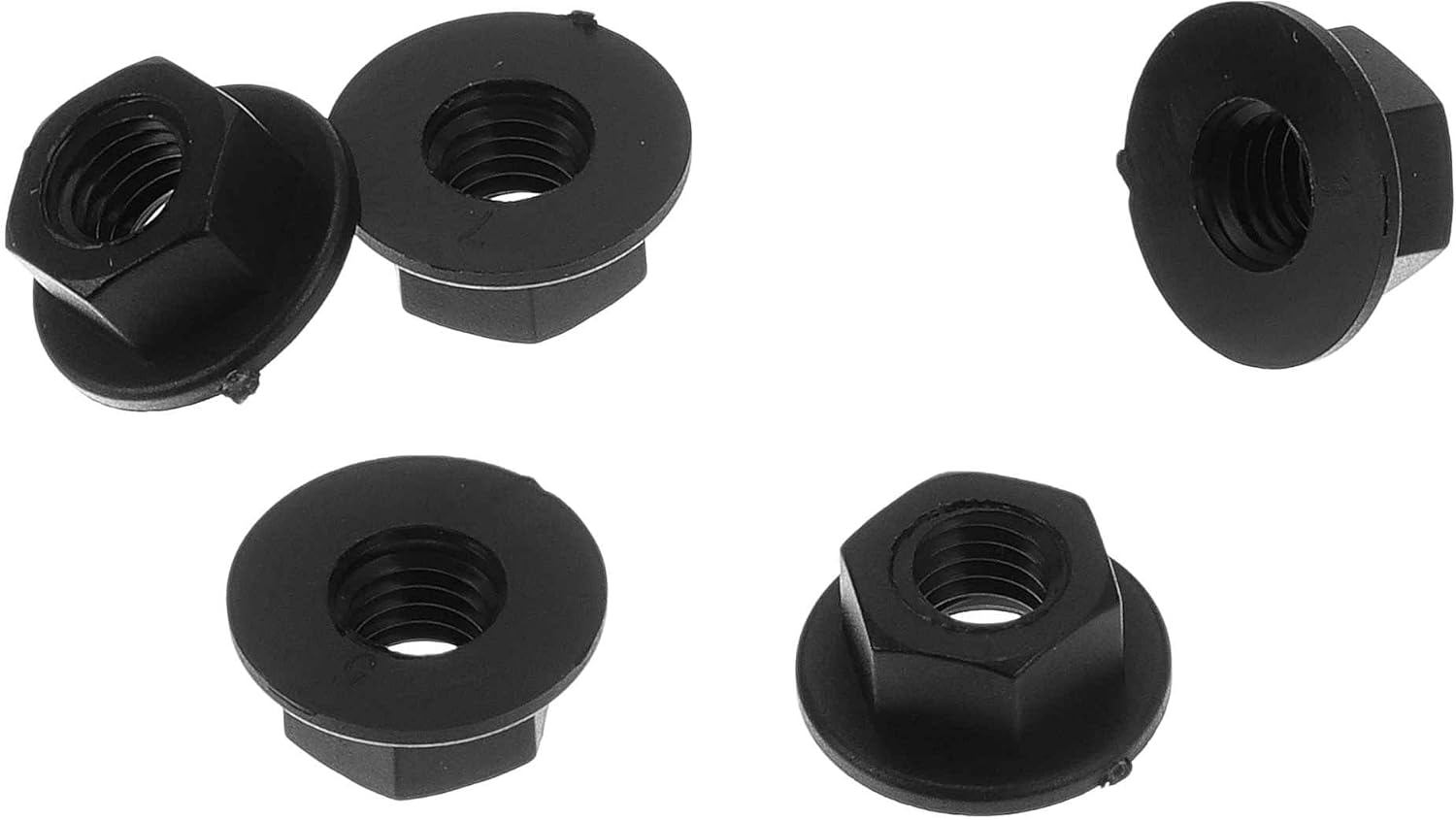 5 Pcs M5 Car Flange Nuts Nylon Flat Hex Lock Flange Nuts Non-Slip Lock Flange Black for Car Motorcycle