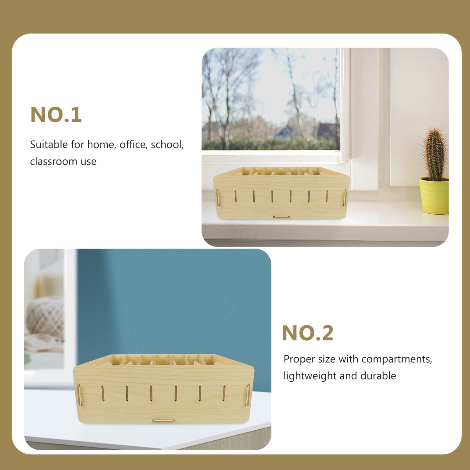 YARNOW Cassettiera da Ufficio in Legno Rettangolare Multifunzionale per Riporre Cancelleria Scomparti senza Coperchio per Casa e Camera