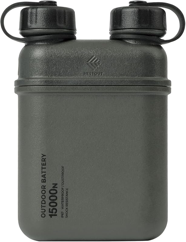 NESTOUT Banco de energía resistente, cargador para exteriores de 15000 mAh, 32 W USB-C de carga rápida PD, impermeable IP67, duradero a prueba de golpes, paquete de batería para iPhone, tableta, senderismo, viajes, camping (verde oliva, 15000 mAh)