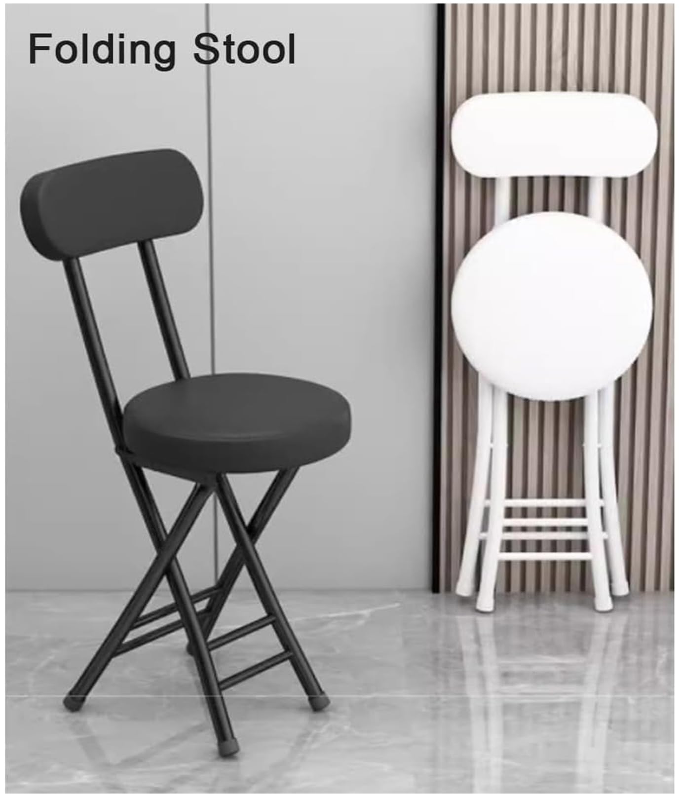 Taburete plegable, taburete de bar portátil con cómodo asiento acolchado, ideal para cocina, sala de estar, comedor, camping, fácil de almacenar y transportar